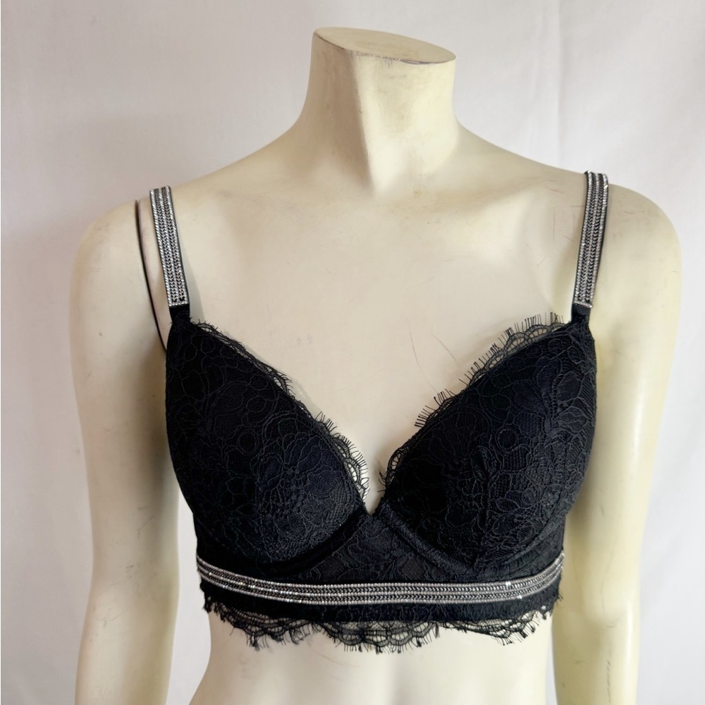 Victoria's Secret Everywhere All Lace Rhinestone Shine Bra 34D